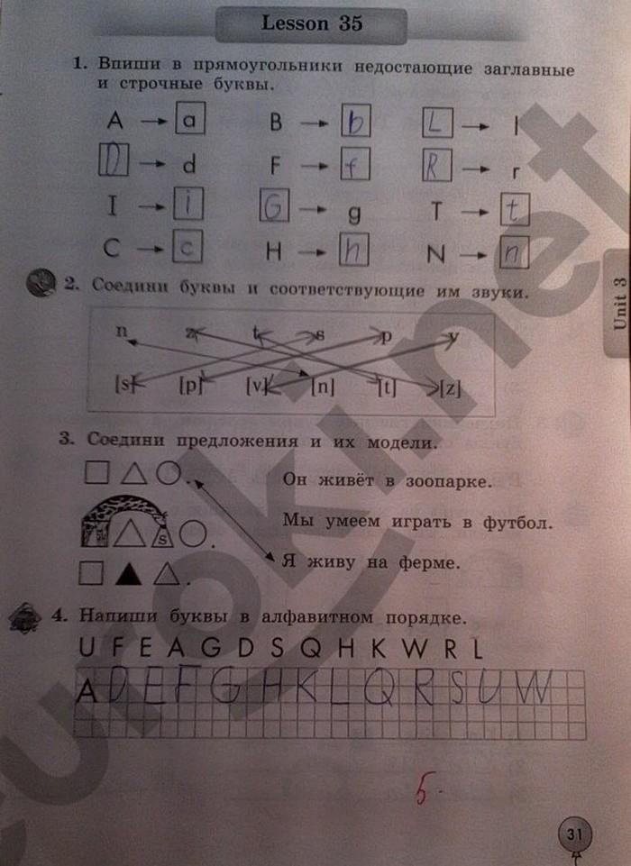 гдз 2 класс рабочая тетрадь страница 31 английский язык Биболетова, Денисенко