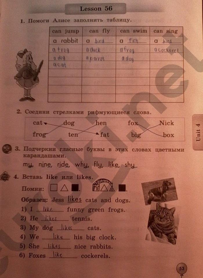 гдз 2 класс рабочая тетрадь страница 53 английский язык Биболетова, Денисенко