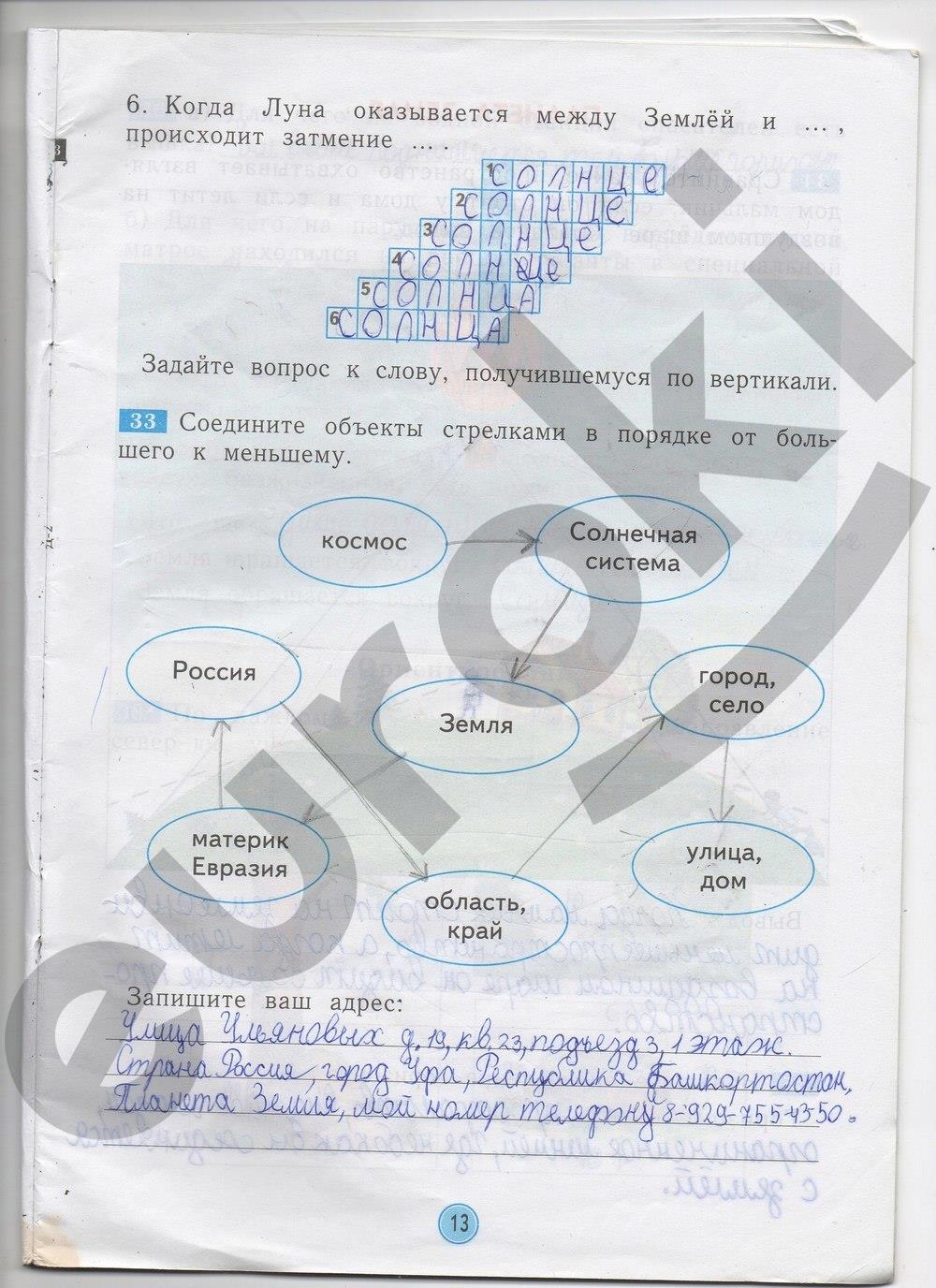 гдз 2 класс рабочая тетрадь страница 13 окружающий мир Дмитриева, Казаков