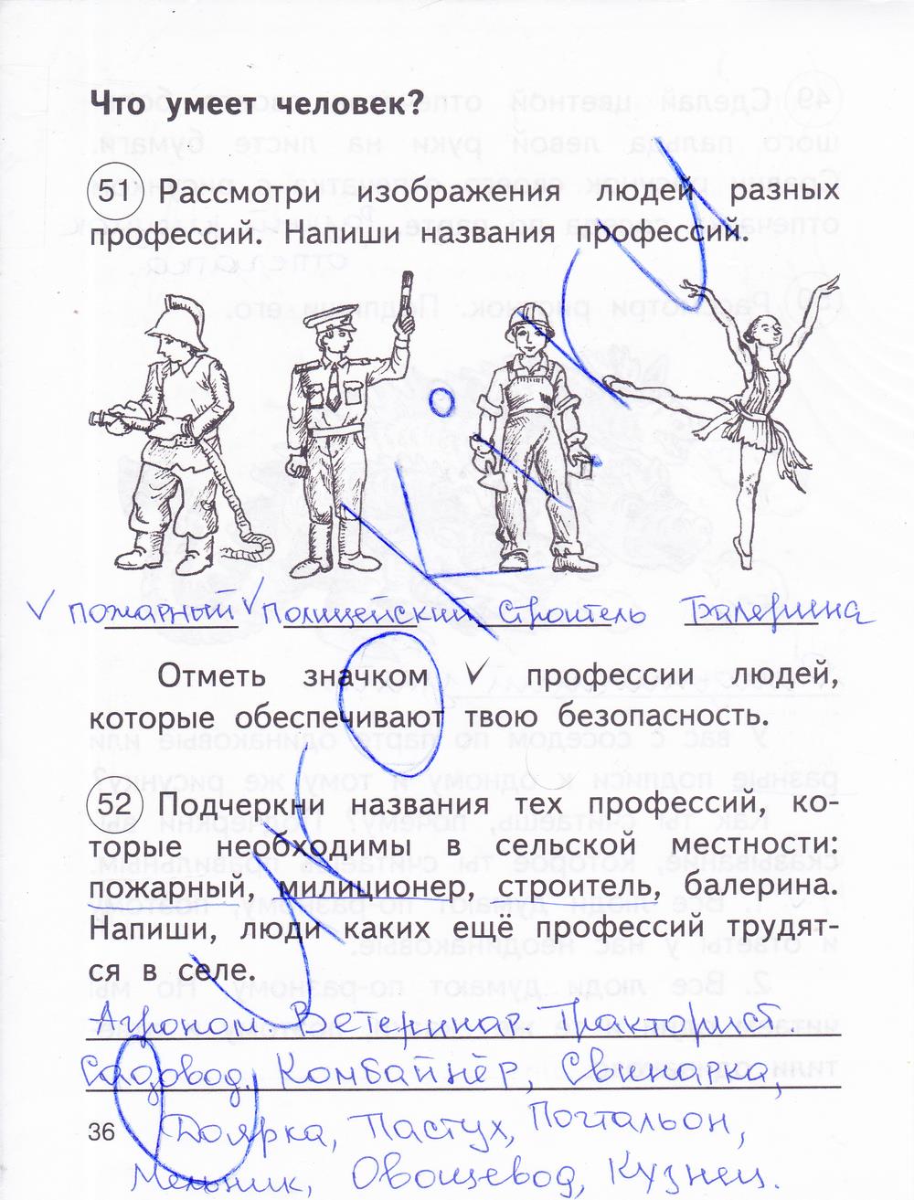 гдз 2 класс рабочая тетрадь часть 2 страница 36 окружающий мир Федотова, Трафимова