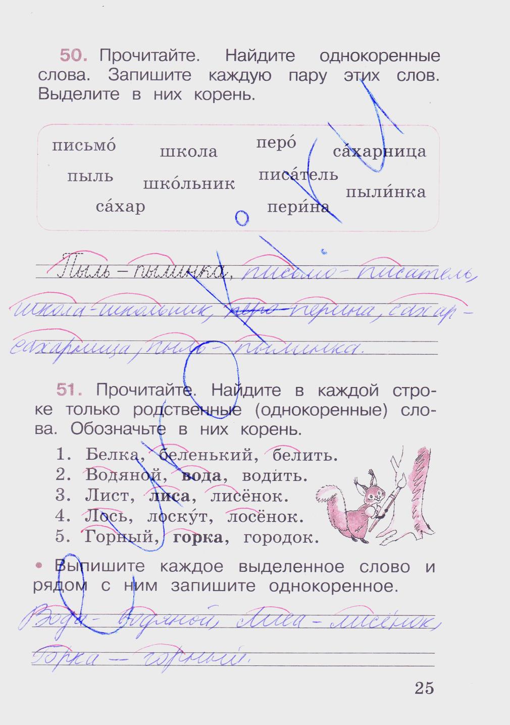 гдз 2 класс рабочая тетрадь часть 1 страница 25 русский язык Канакина