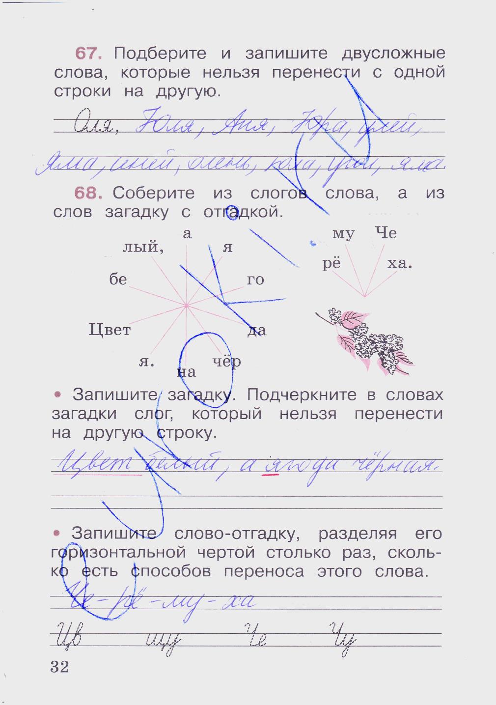 гдз 2 класс рабочая тетрадь часть 1 страница 32 русский язык Канакина