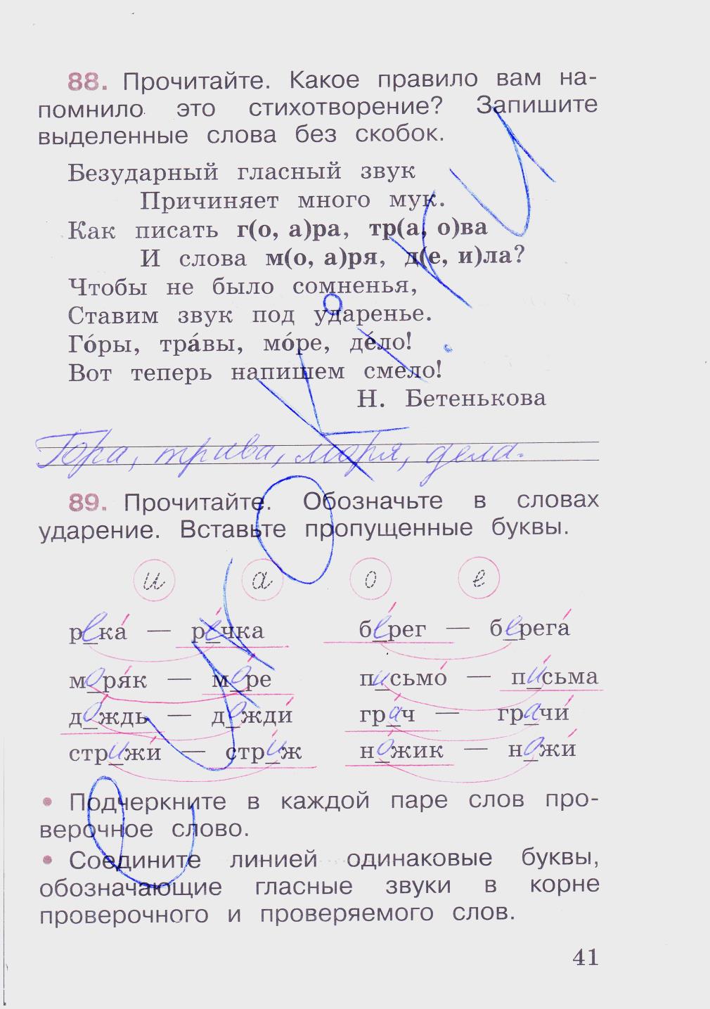 гдз 2 класс рабочая тетрадь часть 1 страница 41 русский язык Канакина