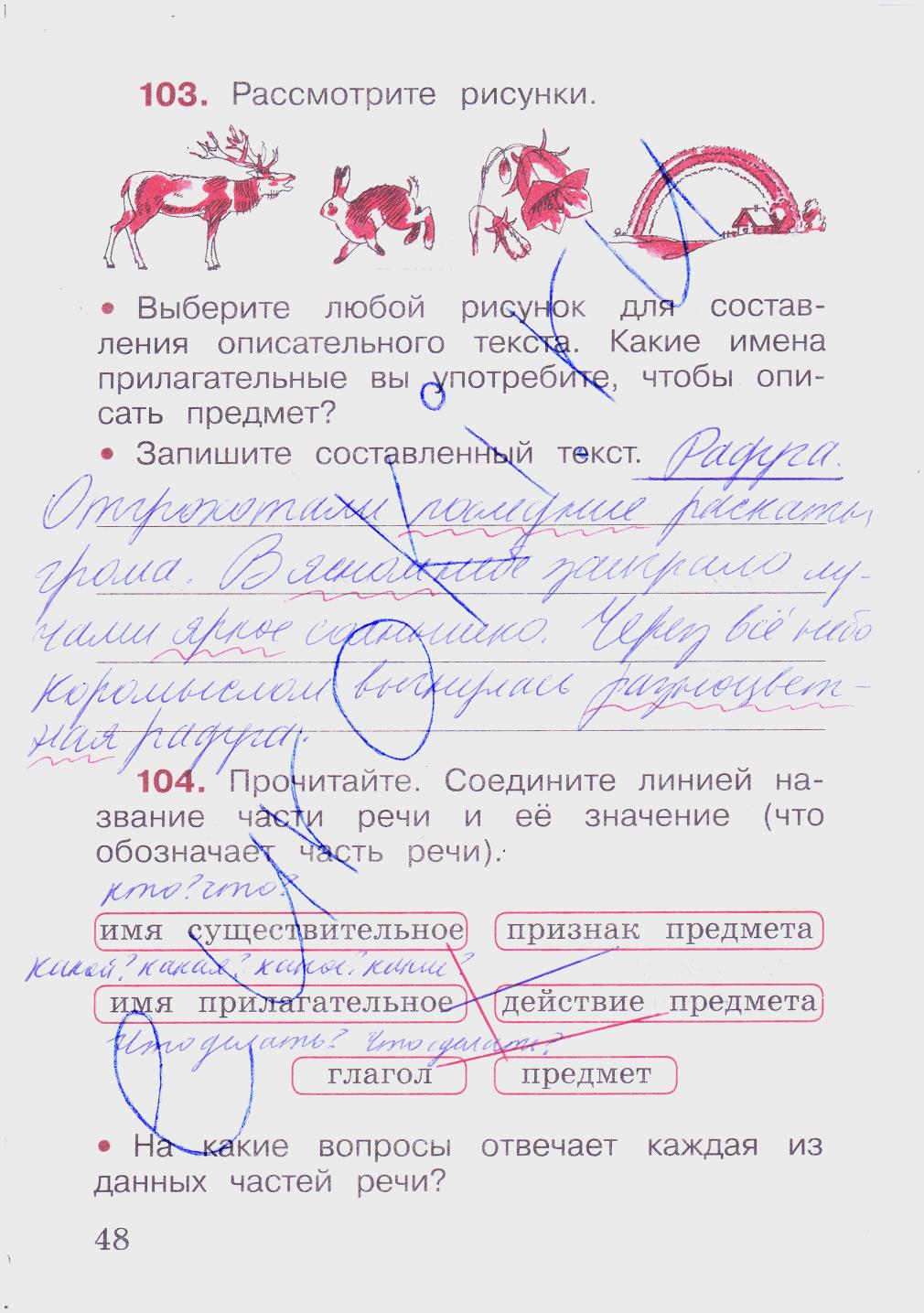 гдз 2 класс рабочая тетрадь часть 2 страница 48 русский язык Канакина
