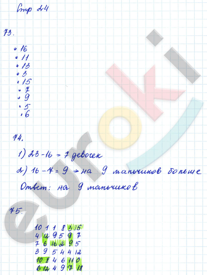 гдз 2 класс рабочая тетрадь часть 1 страница 24 математика Кремнева к учебнику Моро
