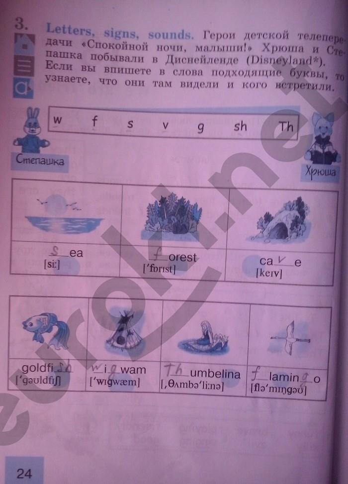 гдз 2 класс рабочая тетрадь страница 24 английский язык Кузовлев, Перегудова