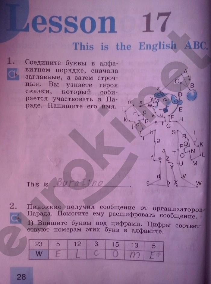 гдз 2 класс рабочая тетрадь страница 28 английский язык Кузовлев, Перегудова