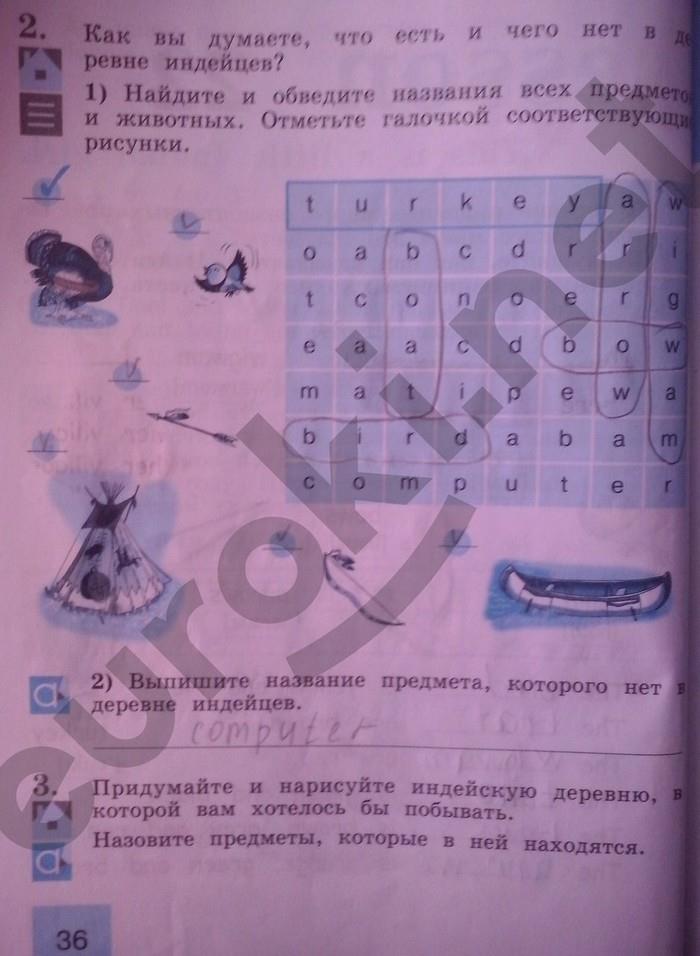 гдз 2 класс рабочая тетрадь страница 36 английский язык Кузовлев, Перегудова