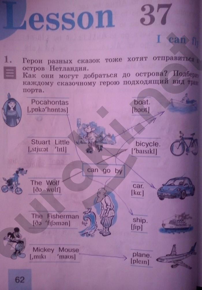 гдз 2 класс рабочая тетрадь страница 62 английский язык Кузовлев, Перегудова
