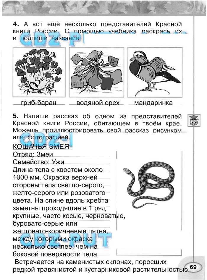 гдз 2 класс рабочая тетрадь часть 1 страница 69 окружающий мир Плешаков, Новицкая