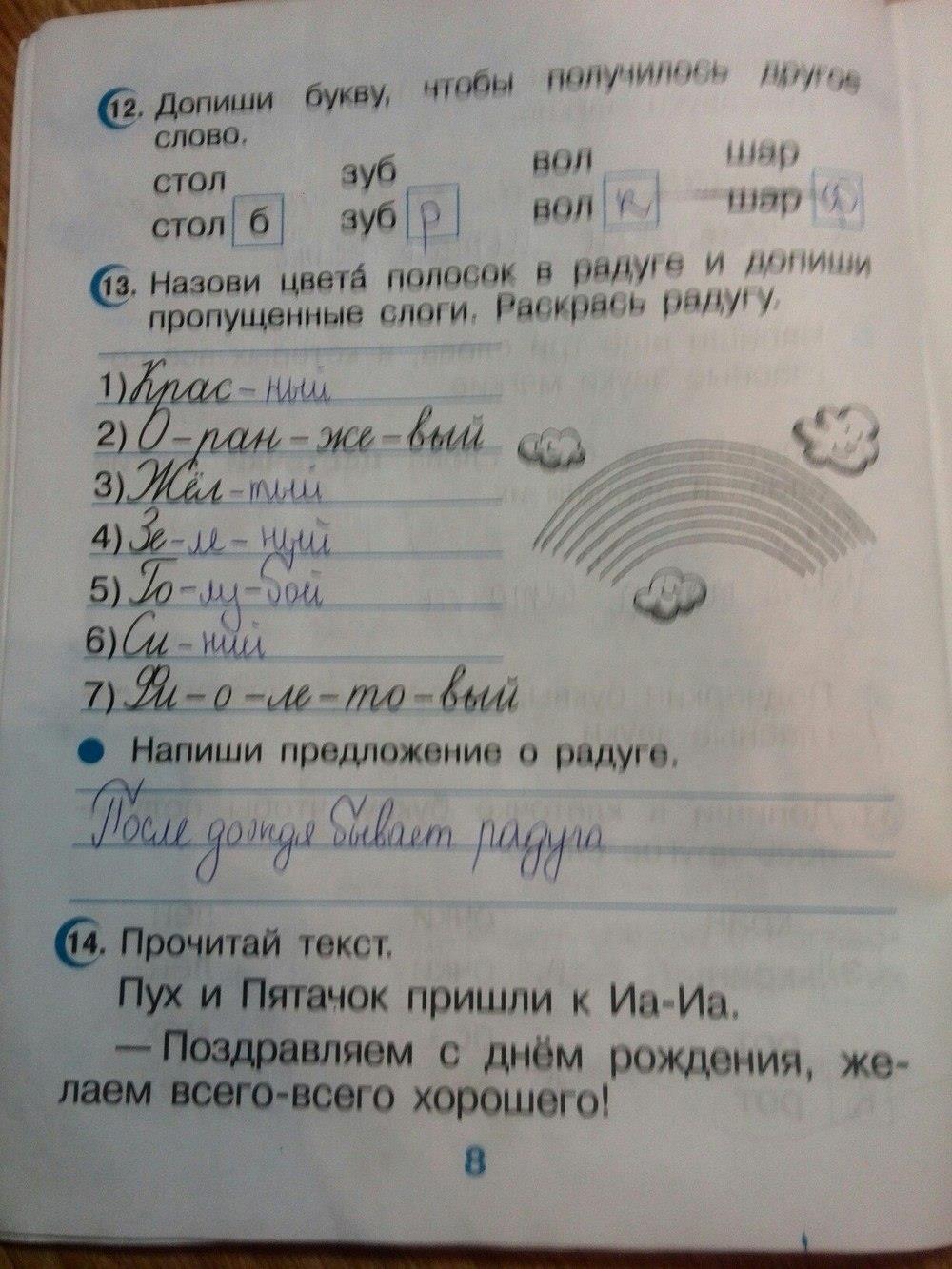 гдз 2 класс рабочая тетрадь страница 8 русский язык Рамзаева, Савинкина