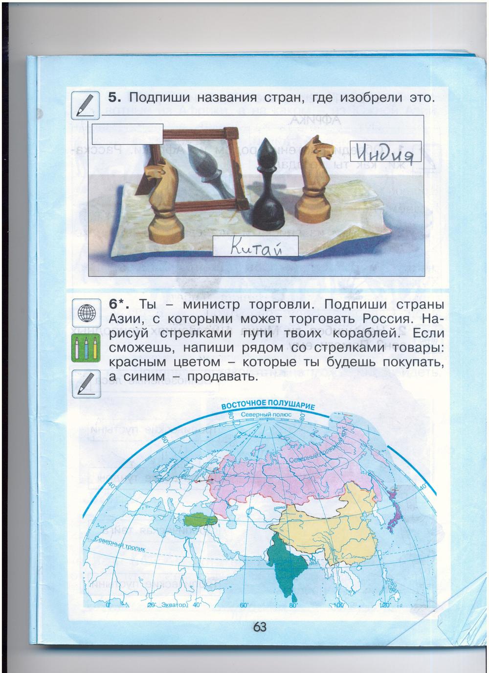 гдз 2 класс рабочая тетрадь страница 63 окружающий мир Вахрушев, Бурский, Раутиан