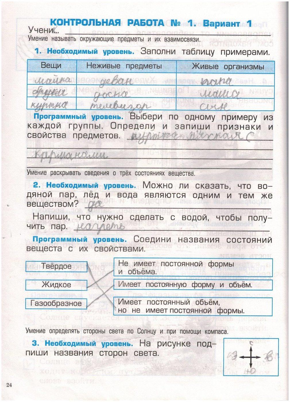 гдз 2 класс проверочные и контрольные работы страница 24 окружающий мир Вахрушев, Бурский, Родыгина