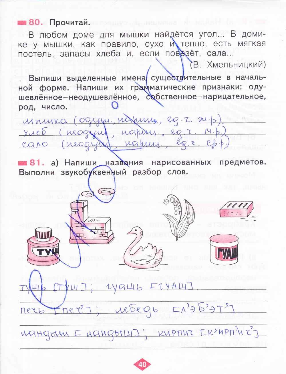 гдз 2 класс рабочая тетрадь часть 2 страница 40 русский язык Яковлева