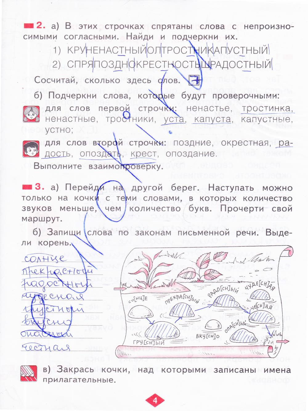 гдз 2 класс рабочая тетрадь часть 3 страница 4 русский язык Яковлева
