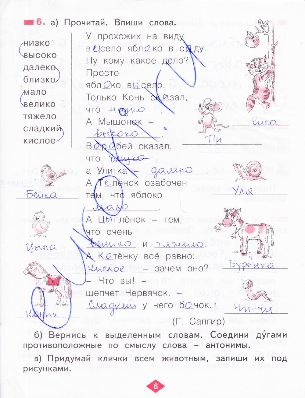 гдз 2 класс рабочая тетрадь часть 4 страница 6 русский язык Яковлева