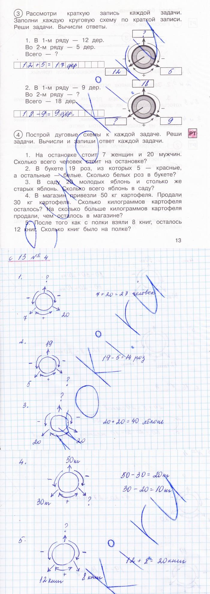 гдз 2 класс рабочая тетрадь часть 1 страница 13 математика Захарова, Юдина