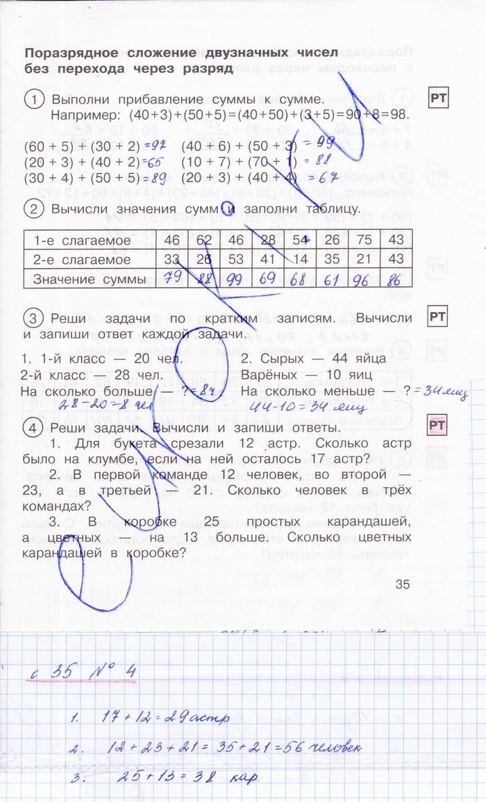 гдз 2 класс рабочая тетрадь часть 1 страница 35 математика Захарова, Юдина