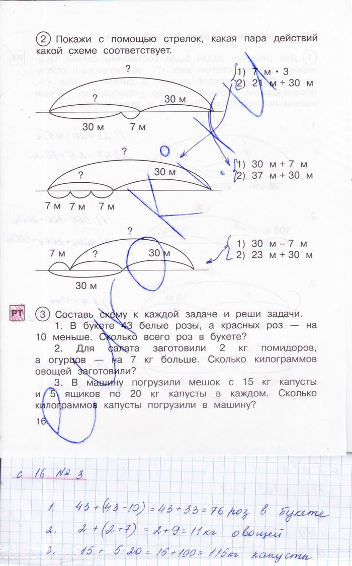 гдз 2 класс рабочая тетрадь часть 2 страница 16 математика Захарова, Юдина