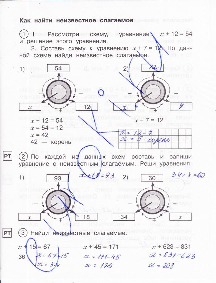 гдз 2 класс рабочая тетрадь часть 2 страница 36 математика Захарова, Юдина