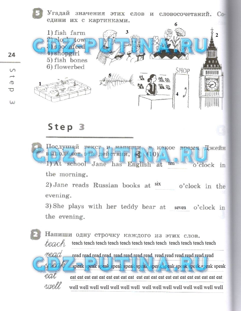 гдз 3 класс рабочая тетрадь страница 24 английский язык Афанасьева, Михеева