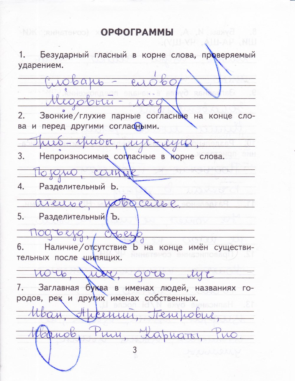 гдз 3 класс рабочая тетрадь часть 1 страница 3 русский язык Байкова