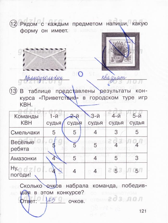гдз 3 класс тетрадь для проверочных и контрольных работ часть 1 страница 121 математика Чуракова, Янычева