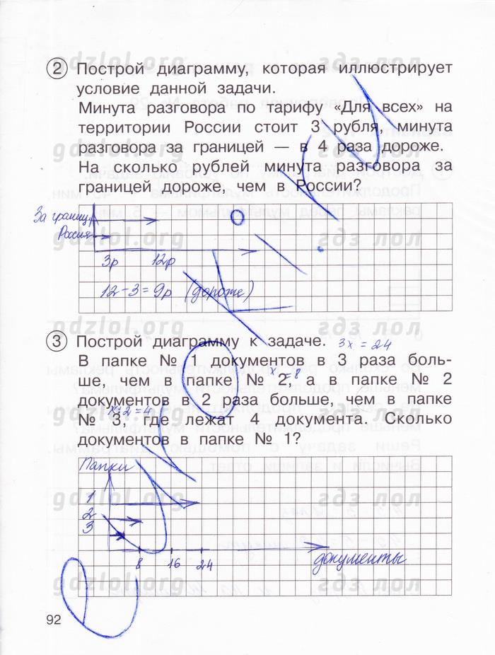 гдз 3 класс тетрадь для проверочных и контрольных работ часть 1 страница 92 математика Чуракова, Янычева