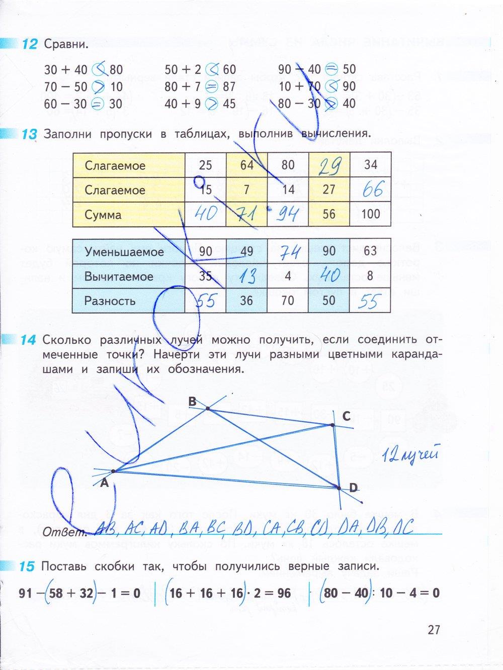 гдз 3 класс рабочая тетрадь часть 1 страница 27 математика Дорофеев, Миракова