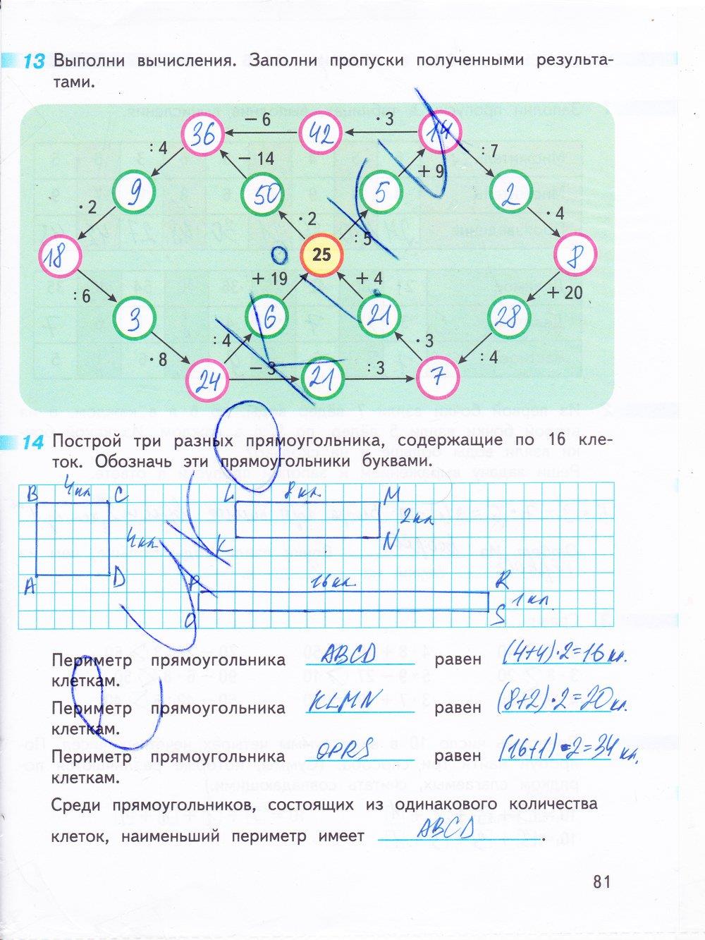 гдз 3 класс рабочая тетрадь часть 1 страница 81 математика Дорофеев, Миракова