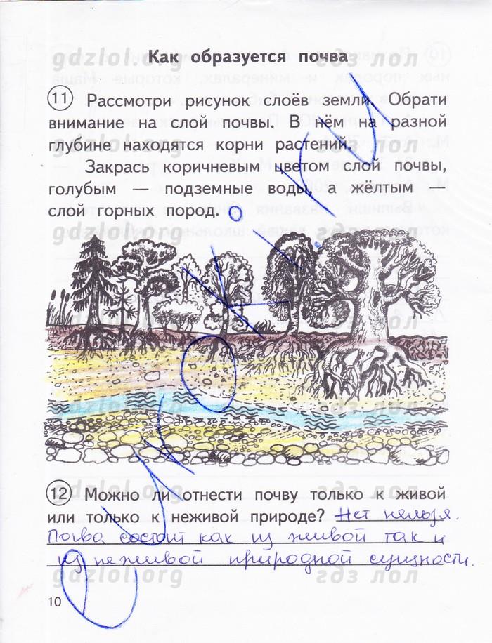 гдз 3 класс рабочая тетрадь часть 2 страница 10 окружающий мир Федотова, Трафимова