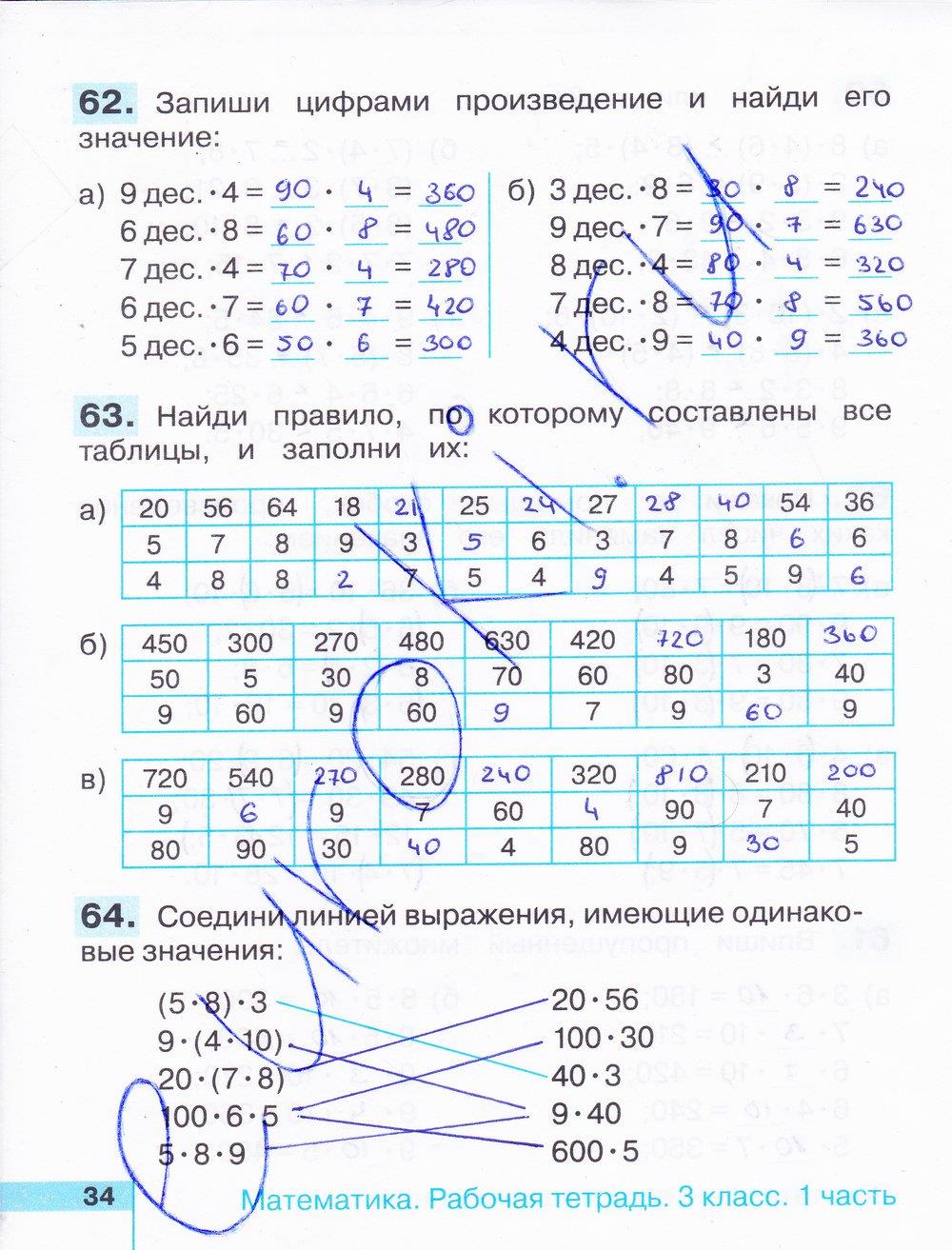 гдз 3 класс рабочая тетрадь часть 1 страница 34 математика Истомина, Редько