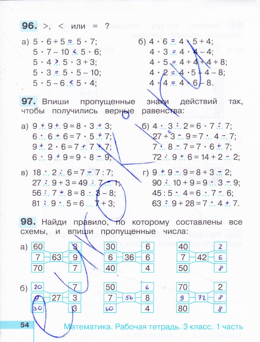 гдз 3 класс рабочая тетрадь часть 1 страница 54 математика Истомина, Редько