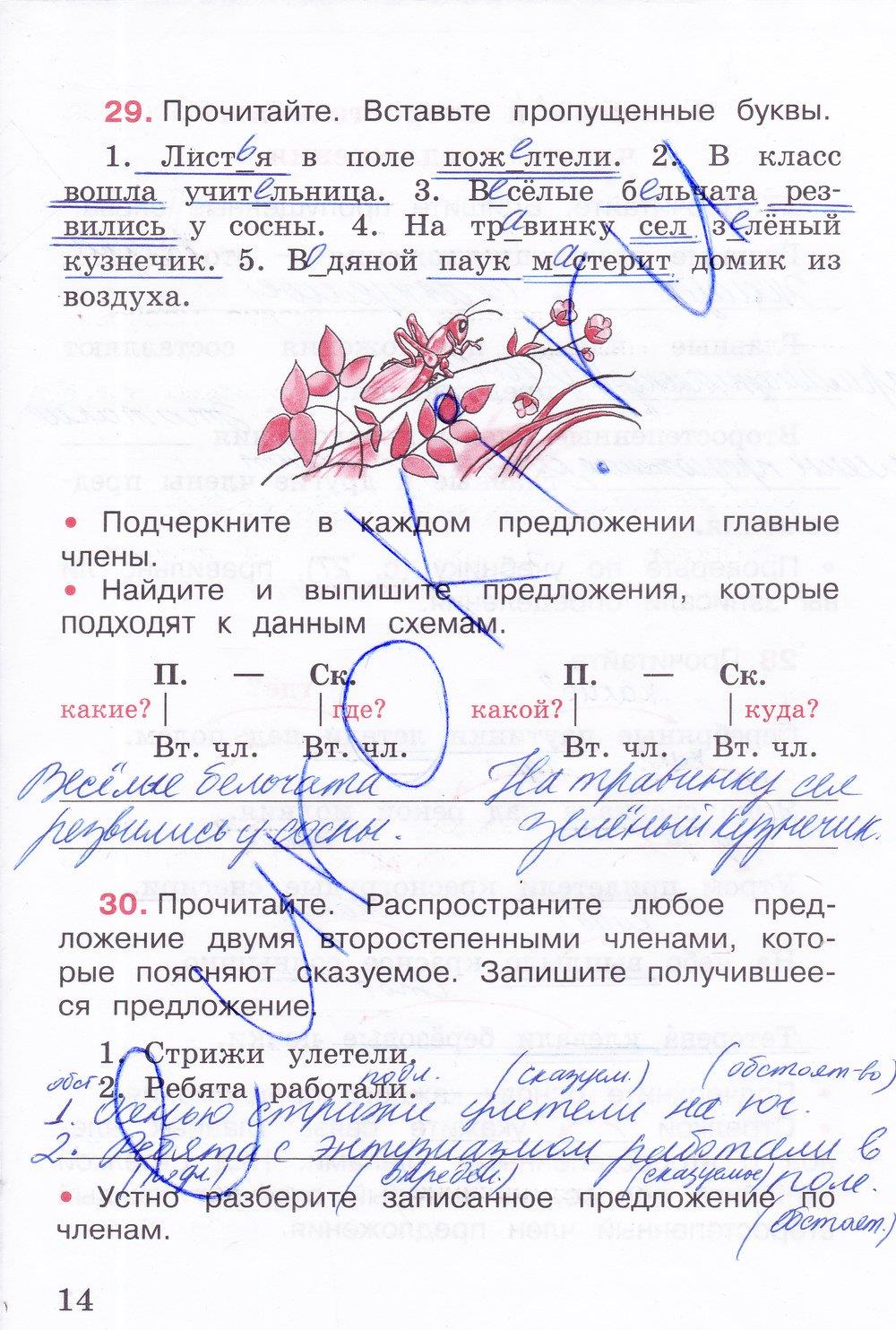 гдз 3 класс рабочая тетрадь часть 1 страница 14 русский язык Канакина