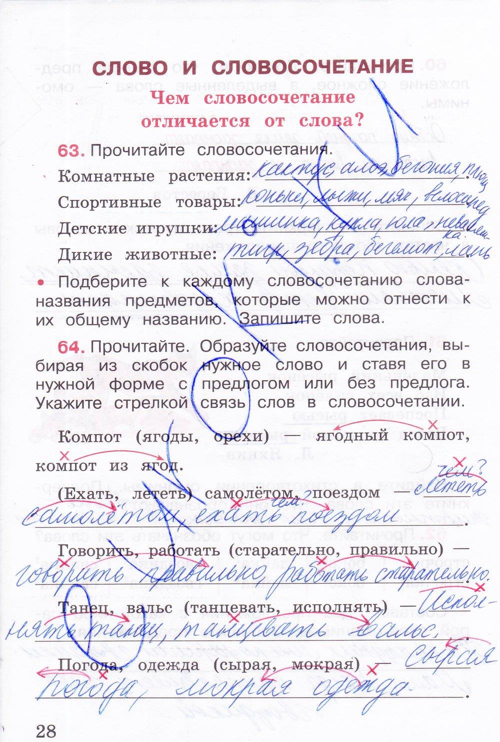 гдз 3 класс рабочая тетрадь часть 1 страница 28 русский язык Канакина