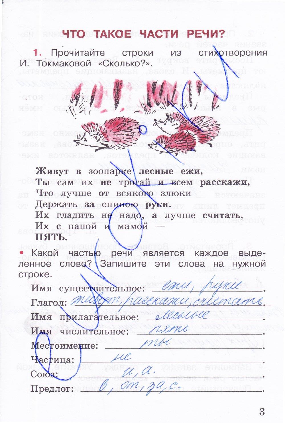 гдз 3 класс рабочая тетрадь часть 2 страница 3 русский язык Канакина