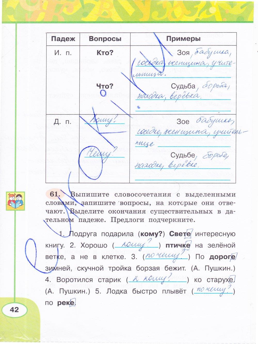гдз 3 класс рабочая тетрадь часть 2 страница 42 русский язык Климанова, Бабушкина