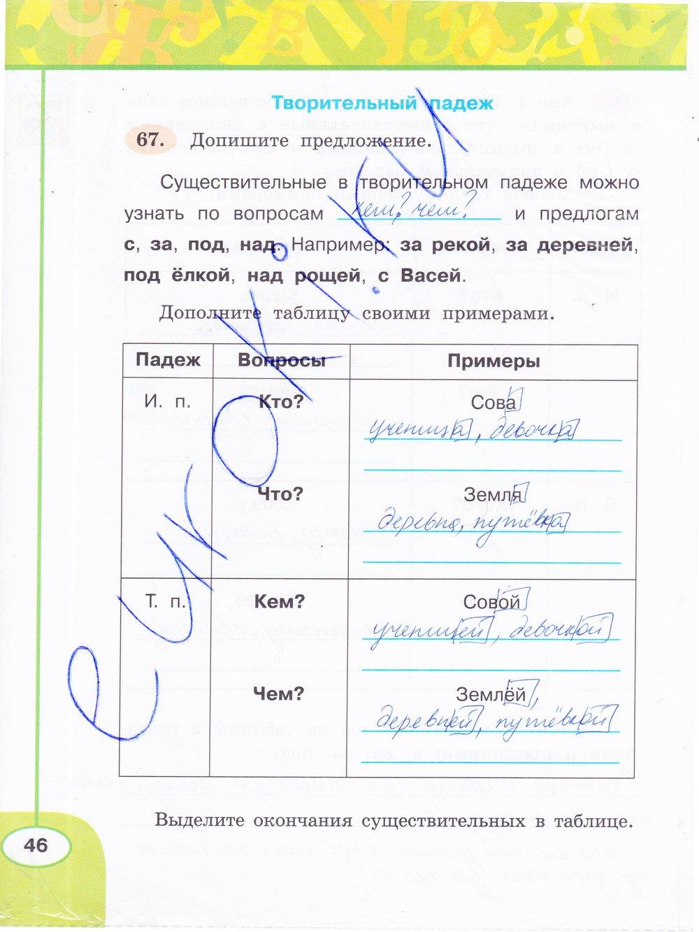 гдз 3 класс рабочая тетрадь часть 2 страница 46 русский язык Климанова, Бабушкина