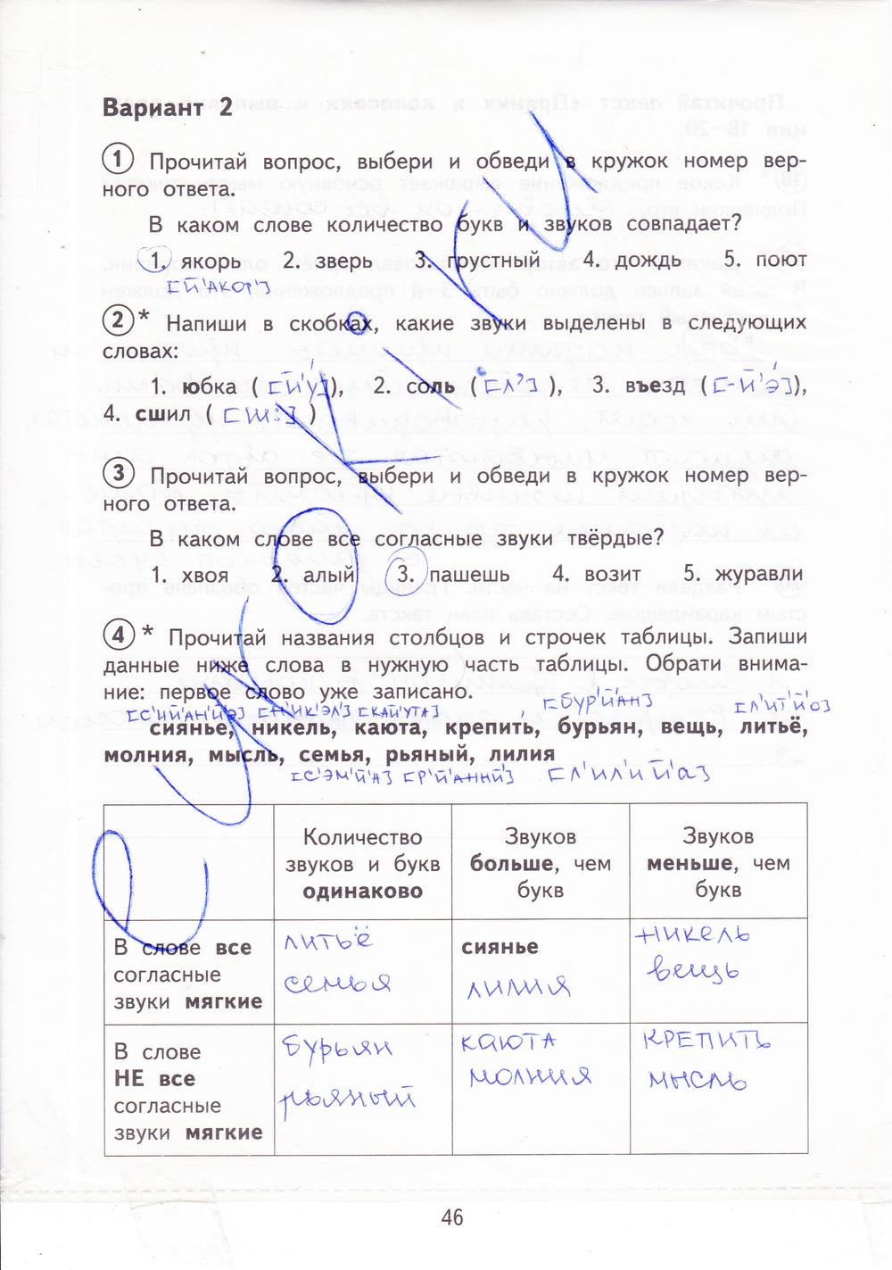 гдз 3 класс тетрадь для проверочных работ страница 46 русский язык Лаврова