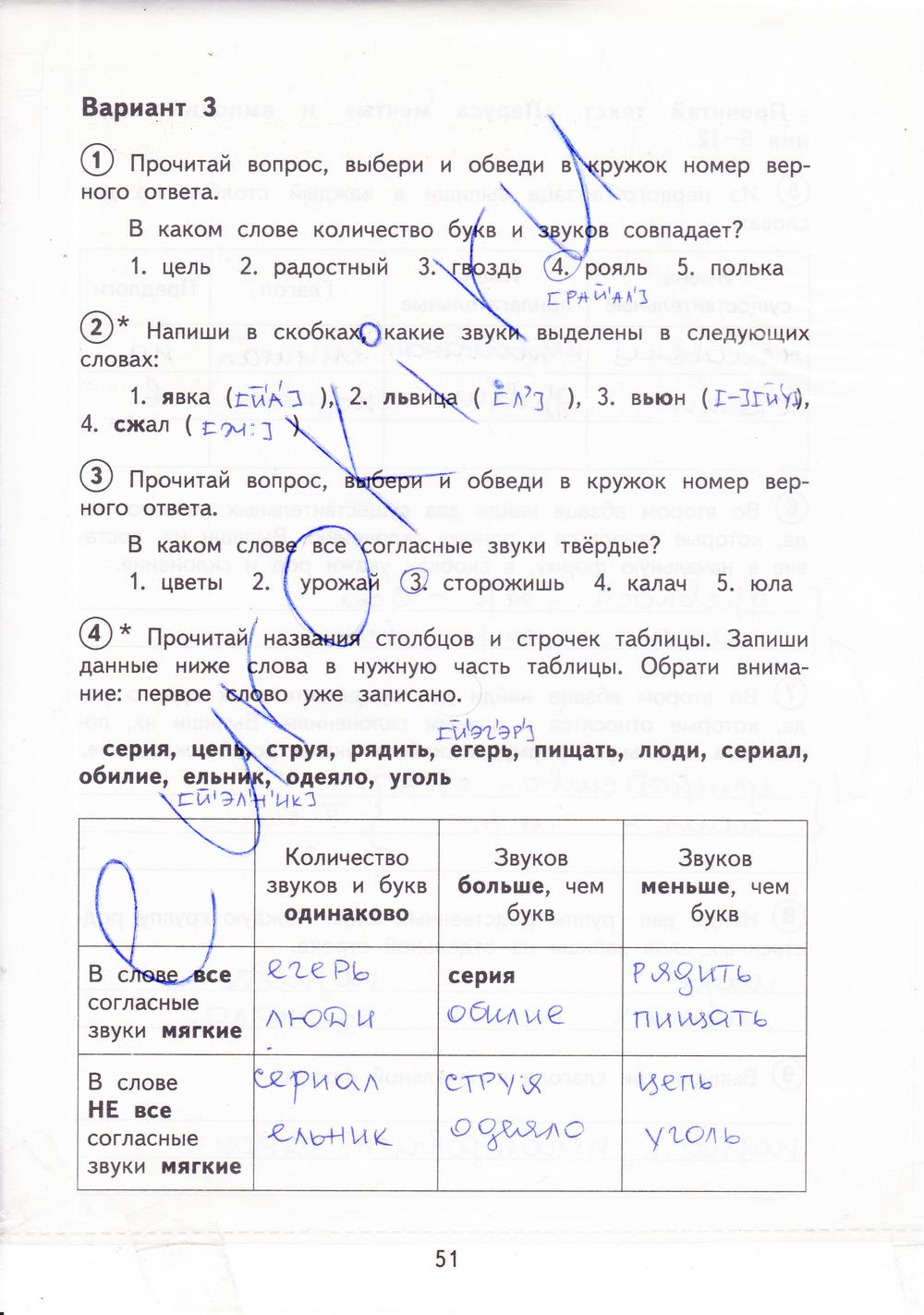 гдз 3 класс тетрадь для проверочных работ страница 51 русский язык Лаврова