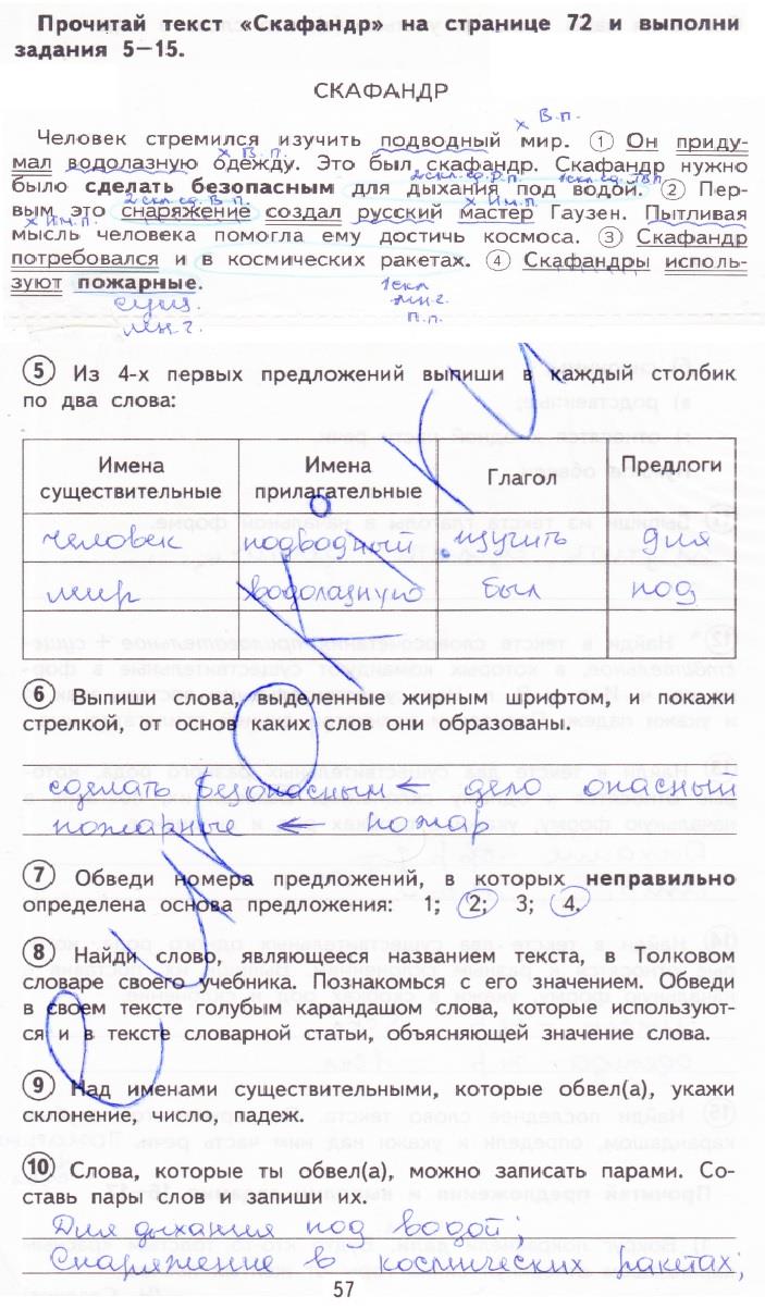 гдз 3 класс тетрадь для проверочных работ страница 57 русский язык Лаврова