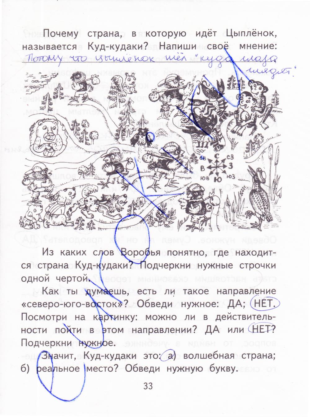 гдз 3 класс рабочая тетрадь часть 2 страница 33 литературное чтение Малаховская