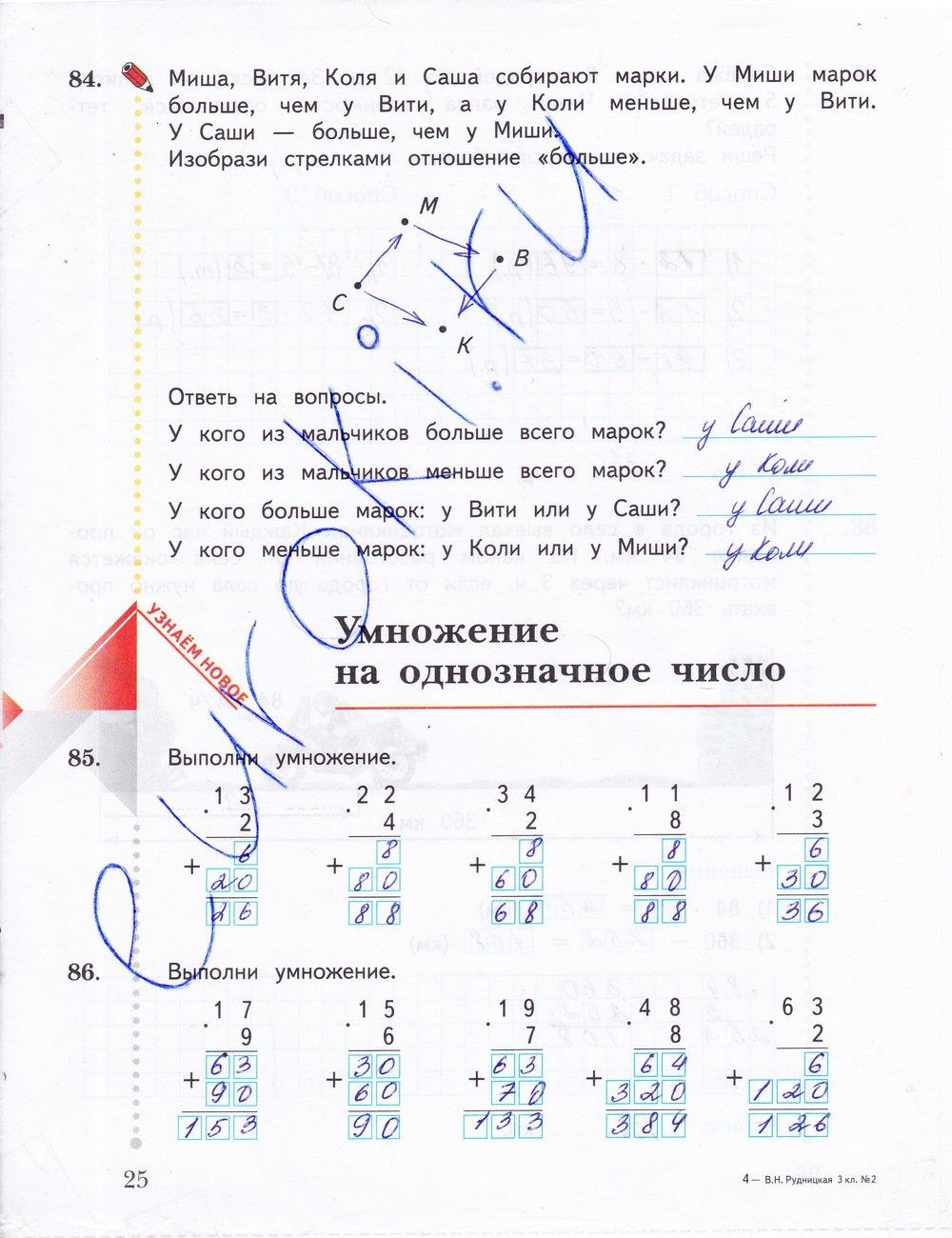 гдз 3 класс рабочая тетрадь часть 2 страница 25 математика Рудницкая, Юдачева