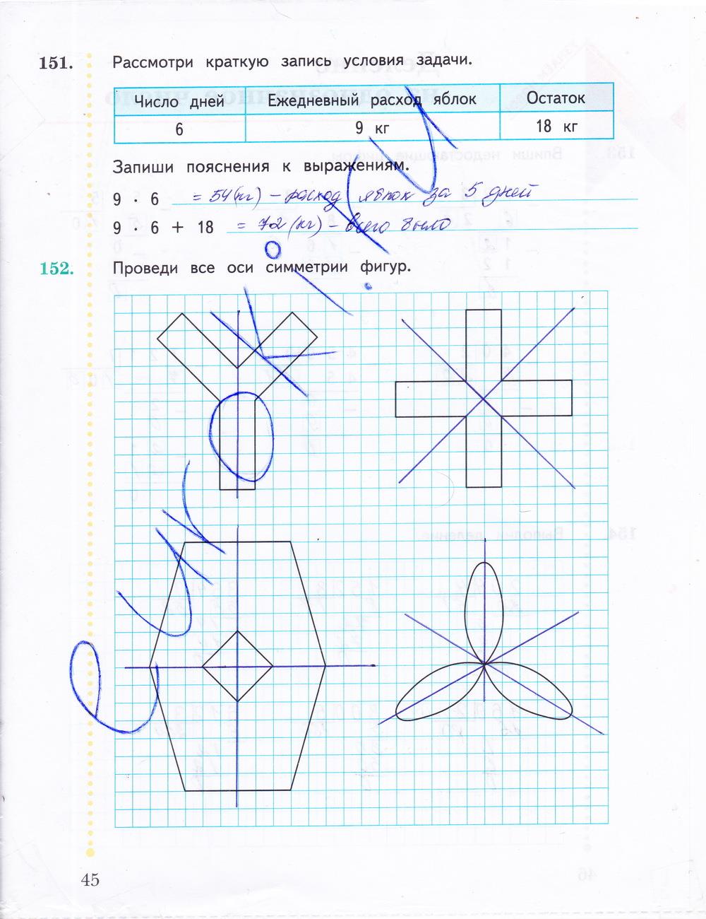 гдз 3 класс рабочая тетрадь часть 2 страница 45 математика Рудницкая, Юдачева