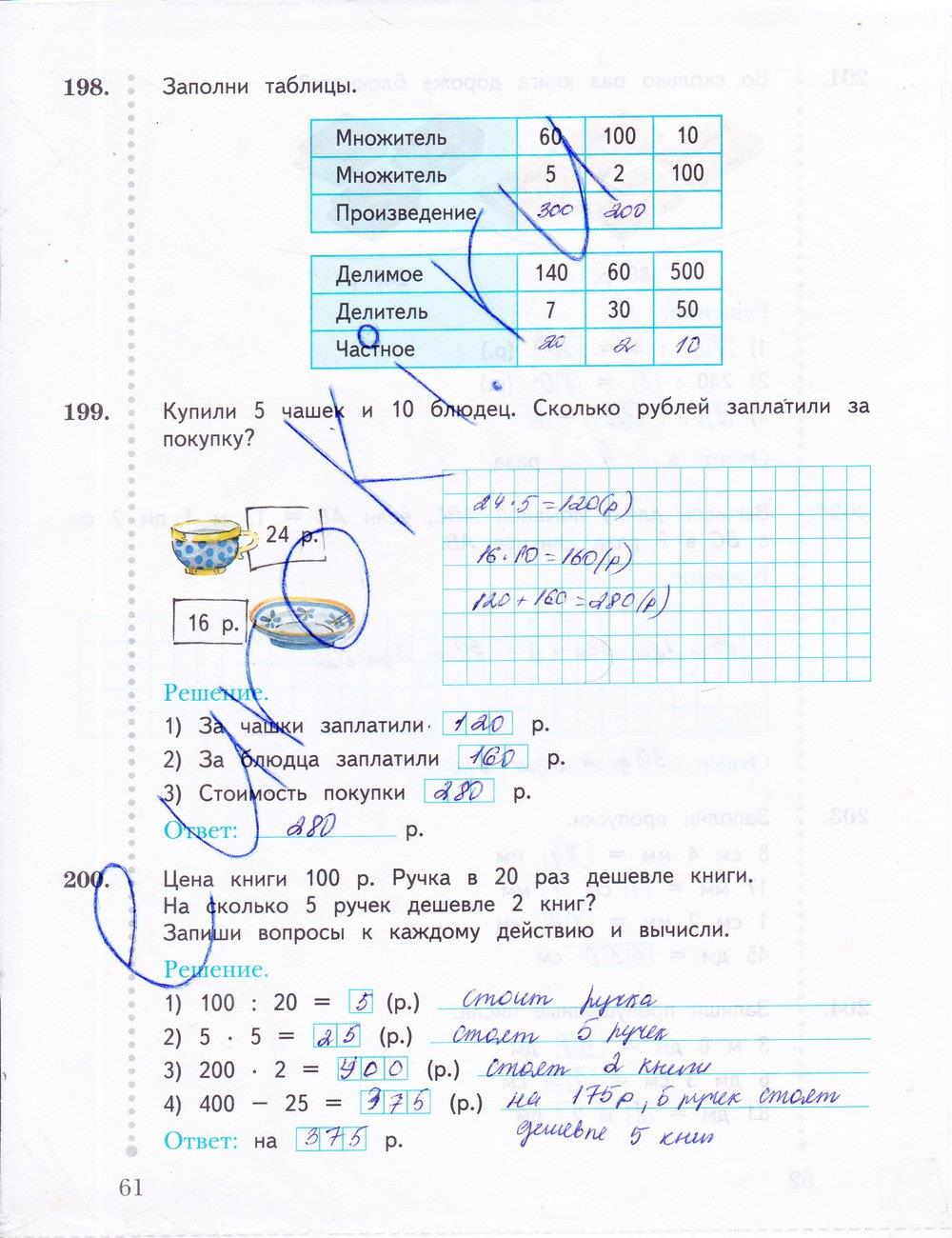 гдз 3 класс рабочая тетрадь часть 2 страница 61 математика Рудницкая, Юдачева