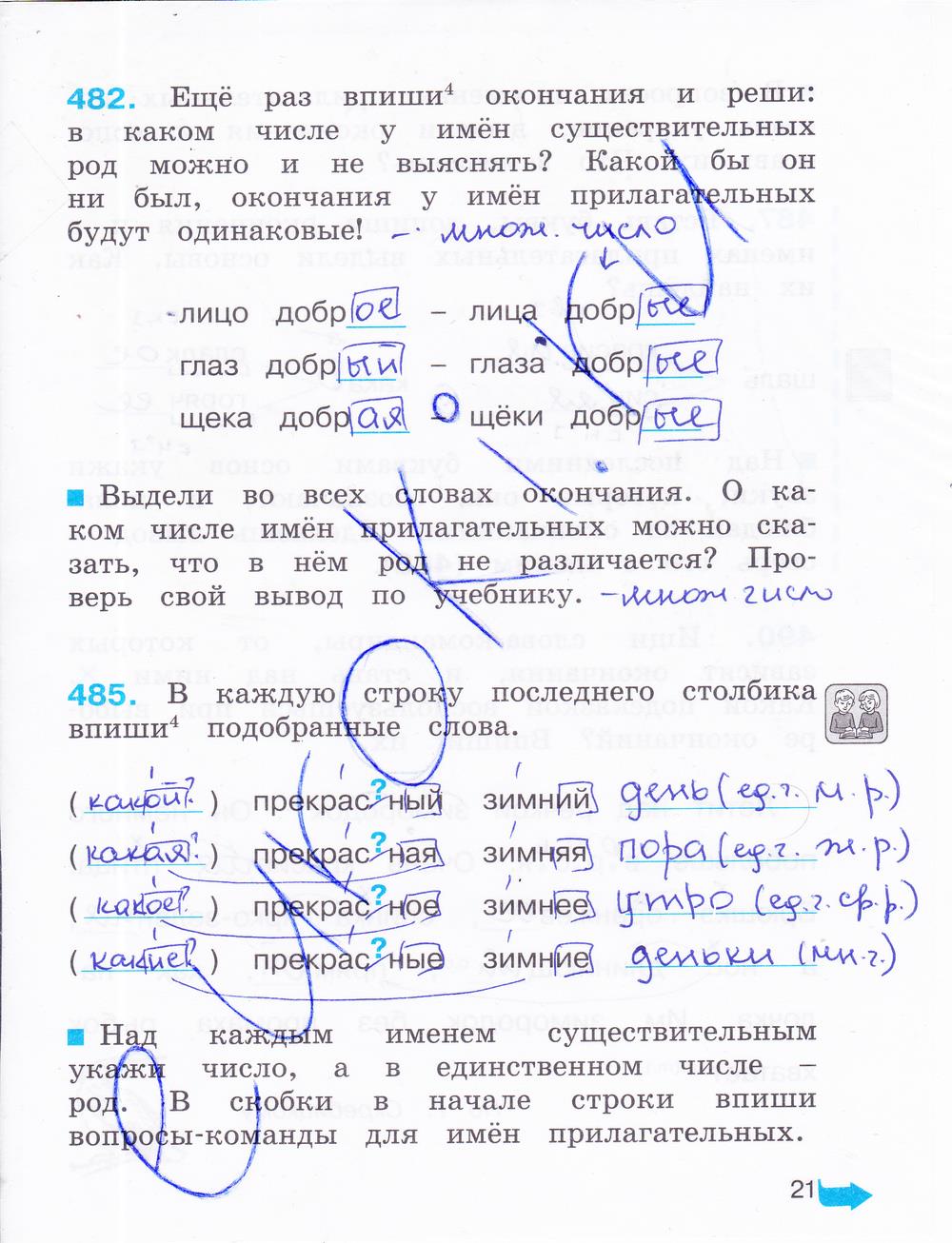 гдз 3 класс рабочая тетрадь часть 3 страница 21 русский язык Соловейчик, Кузьменко