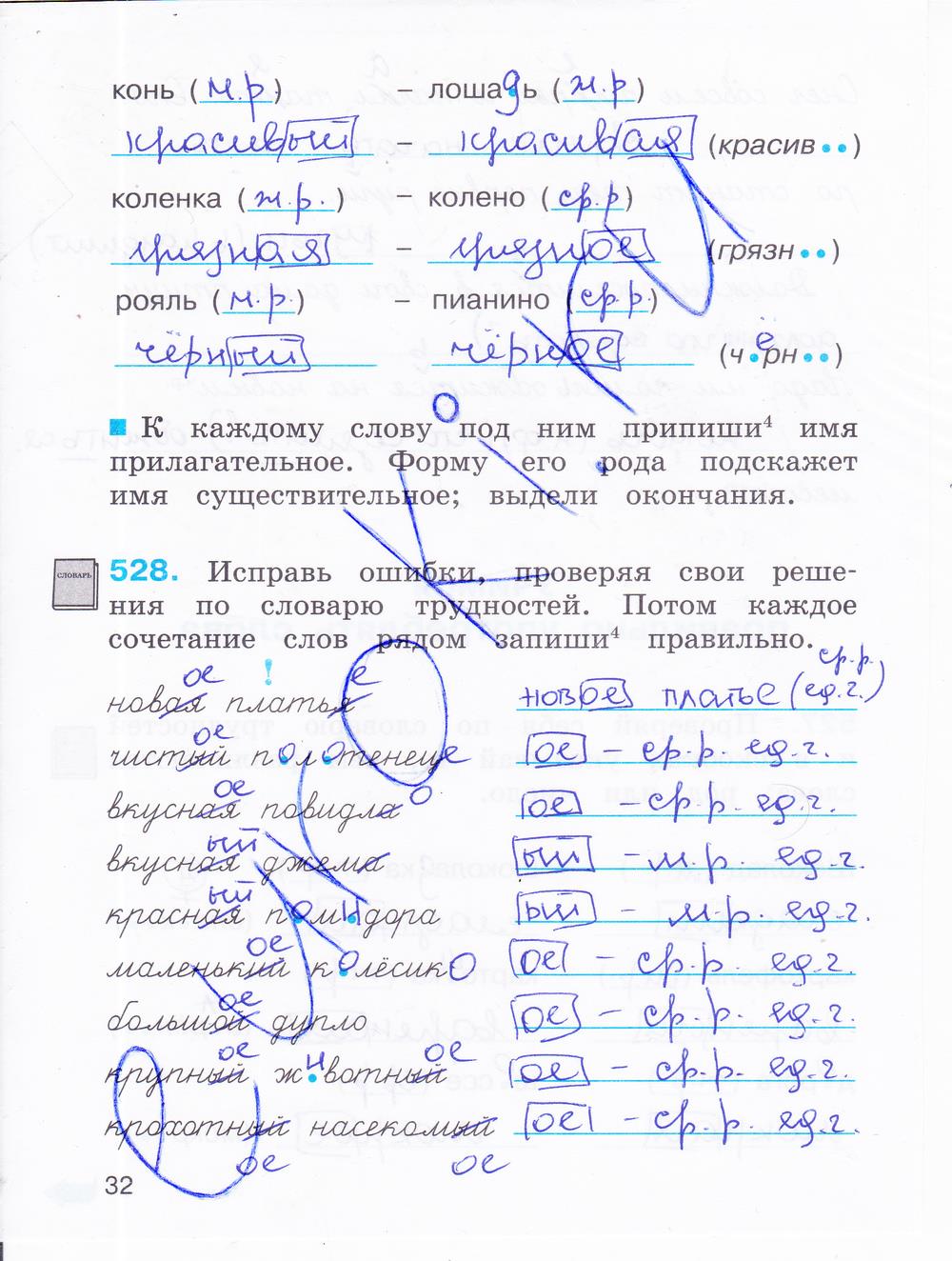 гдз 3 класс рабочая тетрадь часть 3 страница 32 русский язык Соловейчик, Кузьменко