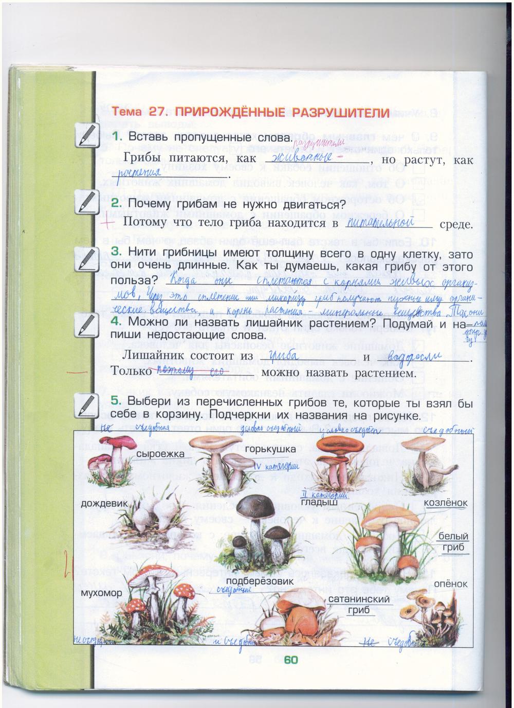 гдз 3 класс рабочая тетрадь часть 1 страница 60 окружающий мир Вахрушев, Бурский, Раутиан