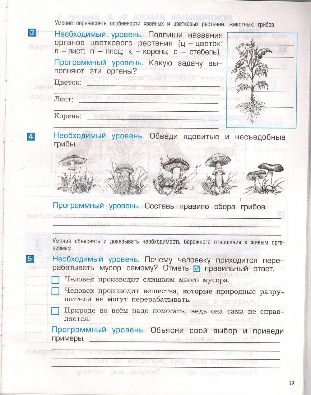 гдз 3 класс проверочные и контрольные работы часть 1 страница 19 окружающий мир Вахрушев, Бурский, Родыгина