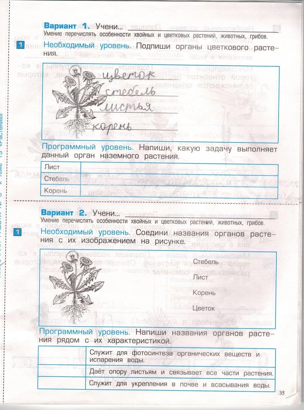 гдз 3 класс проверочные и контрольные работы часть 1 страница 35 окружающий мир Вахрушев, Бурский, Родыгина